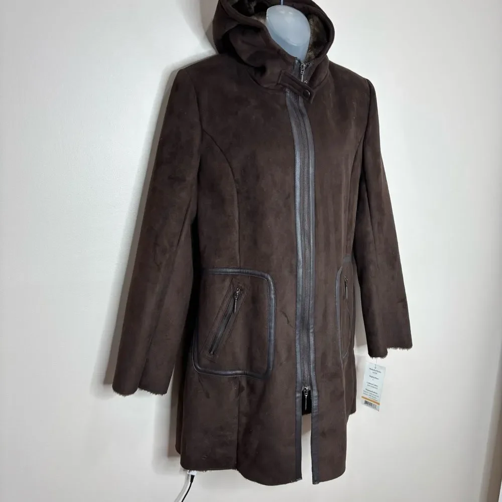 Via Spiga Deadstock 90s Y2K vintage brown espresso Long Coat size small NWT new - Picture 2 of 10